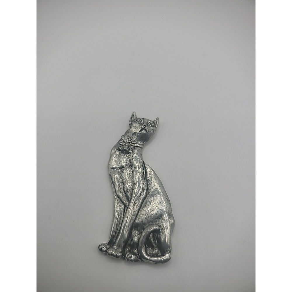 Vintage Metzke Pewter Cat Kitty Animal Paperweight Decor